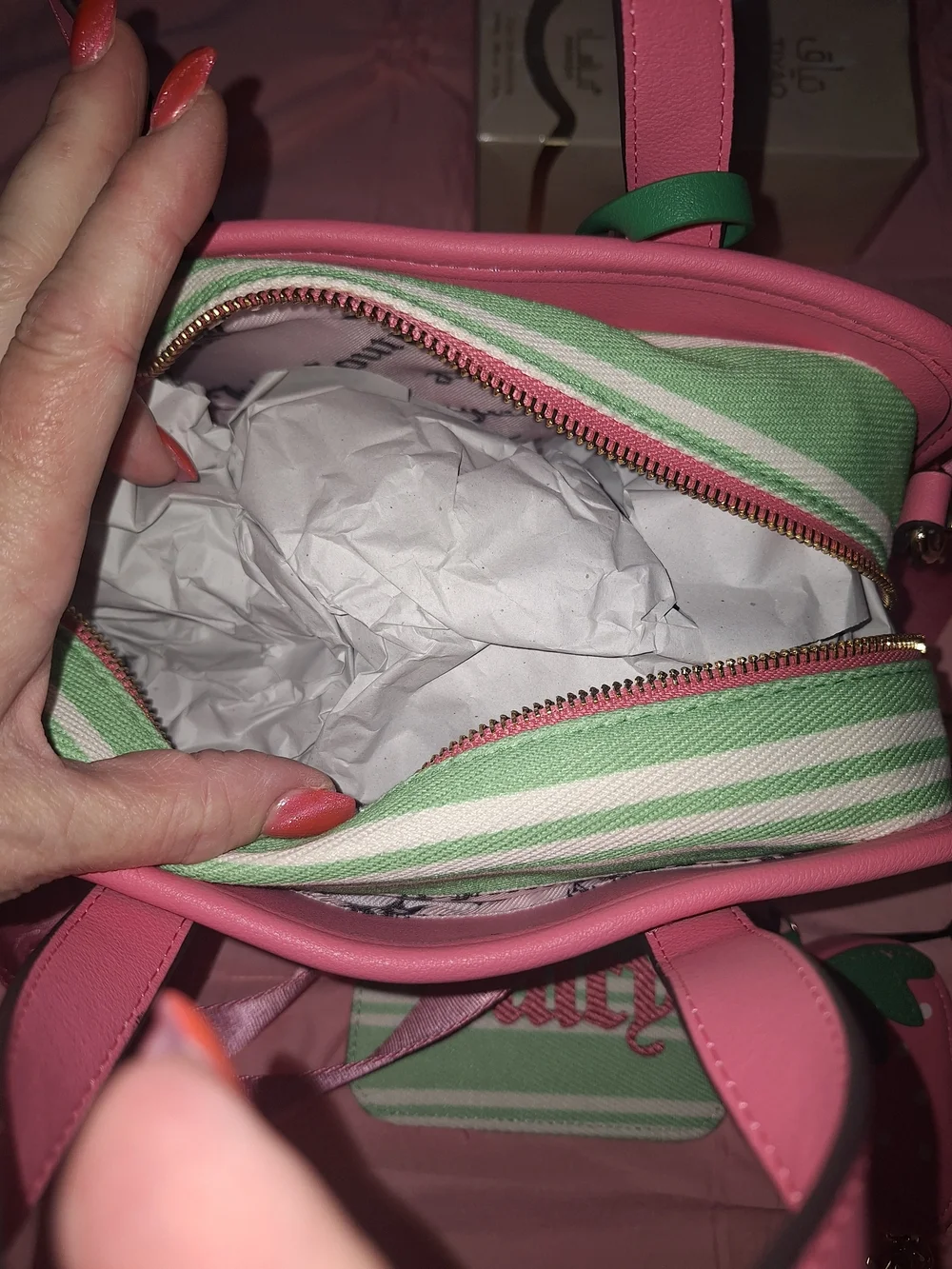 EXCLUSIVE Juicy Couture Pink & Mint Cherry-Strap Satchel Matching Wallet